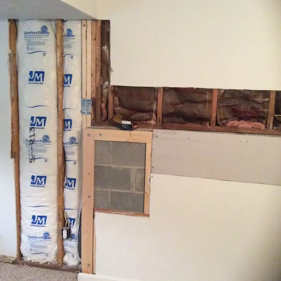 Wall insulation replacement during Basement Flood Cleanup in Fairhope